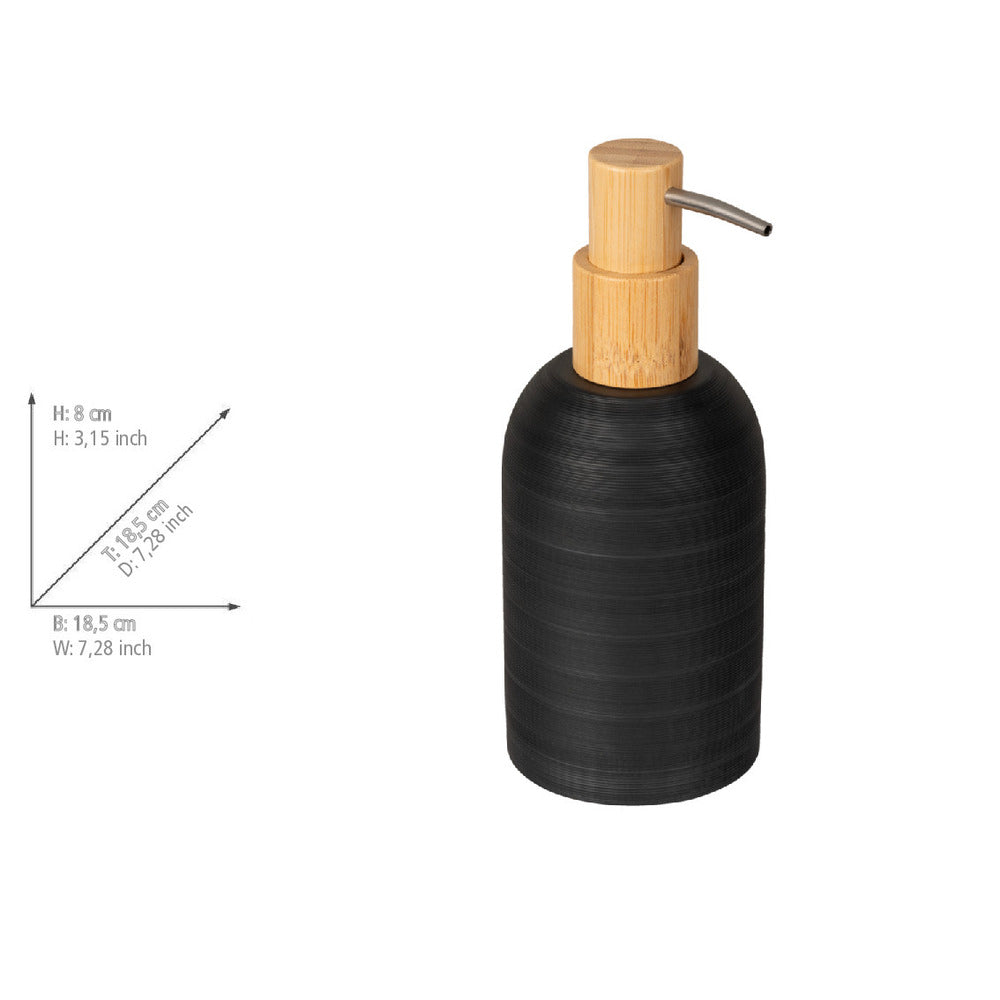 Montert Såpedispenser Altavalle svart polyresin og bambus på baderomsbenk