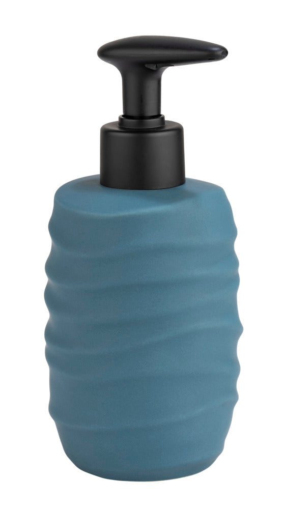 Nærbilde av pumpe på såpedispenser keramikk petrol svart