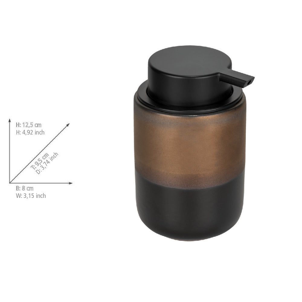 Såpedispenser keramikk svart/bronse 0,3 L Enego - nærbilde av keramikk