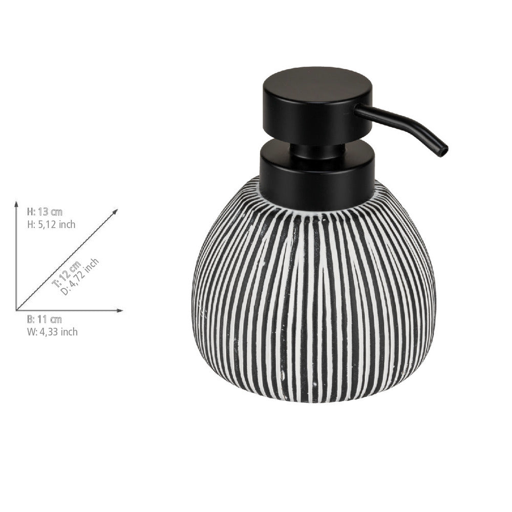 Nærbilde av keramikkmaterialet på Såpedispenser Pascoli hvit/svart keramikk 0,5 L