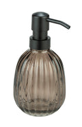 Såpedispenser Pompei grå glass med rillemønster forfra