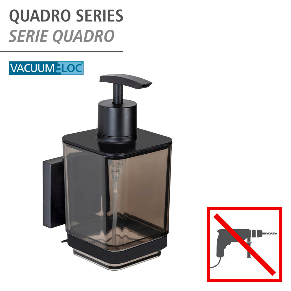 Såpedispenser Quadro svart vacuum-loc rustfritt stål bakside