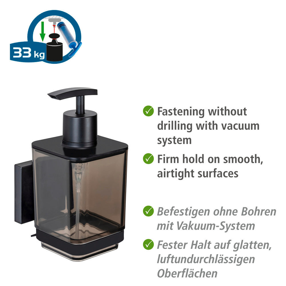 Detalj av Såpedispenser Quadro svart vacuum-loc rustfritt stål