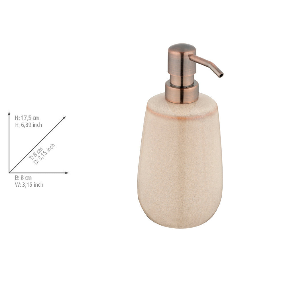 Detalj av såpedispenser Sirmione beige keramikk/plast