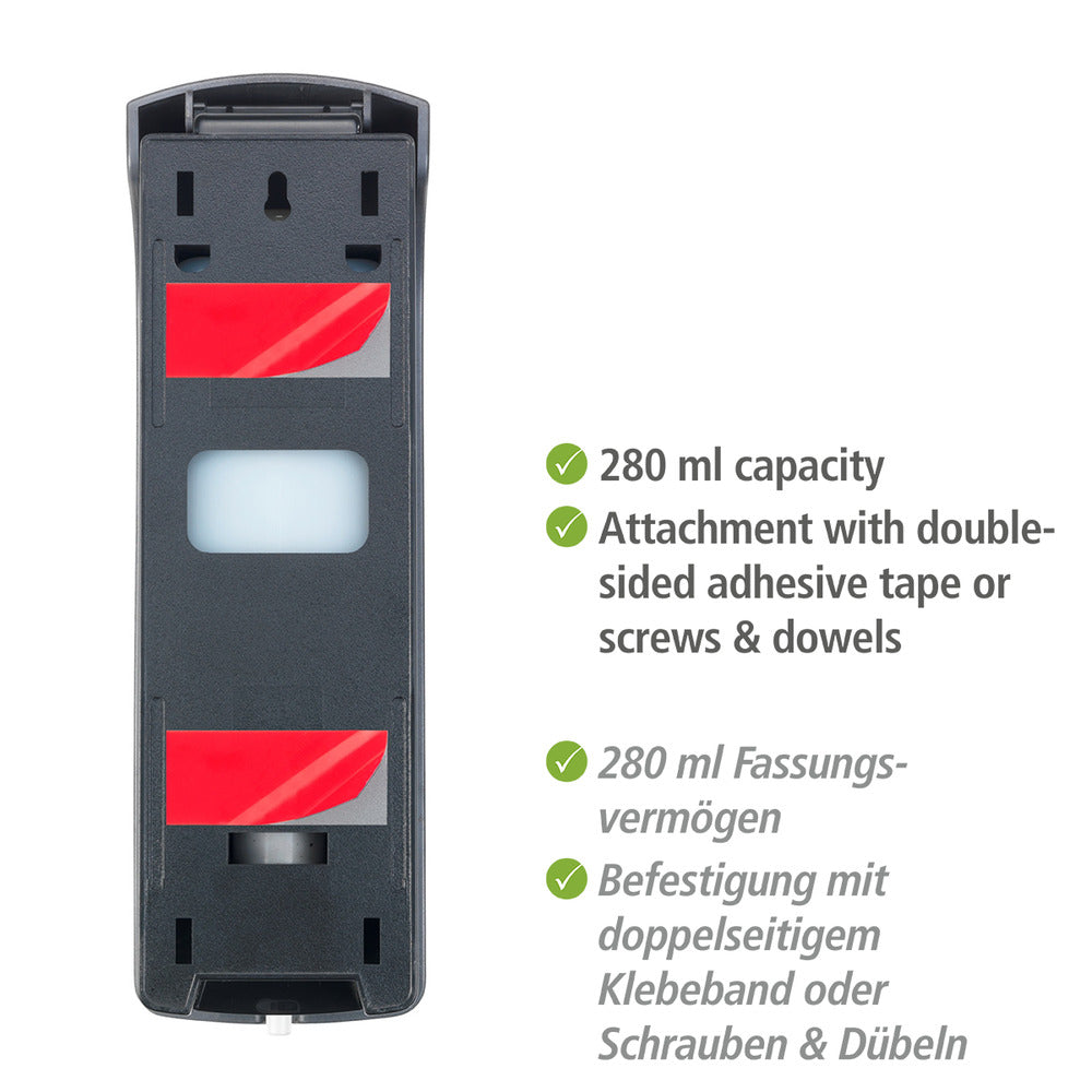 Nærbilde av såpedispenseren svart 280 ml ABS Ranera S - WENKO