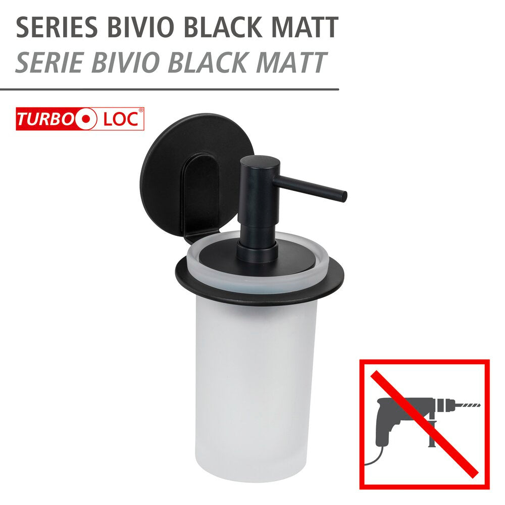Såpedispenser Turbo-Loc® Bivio svart matt satinert glass bakside