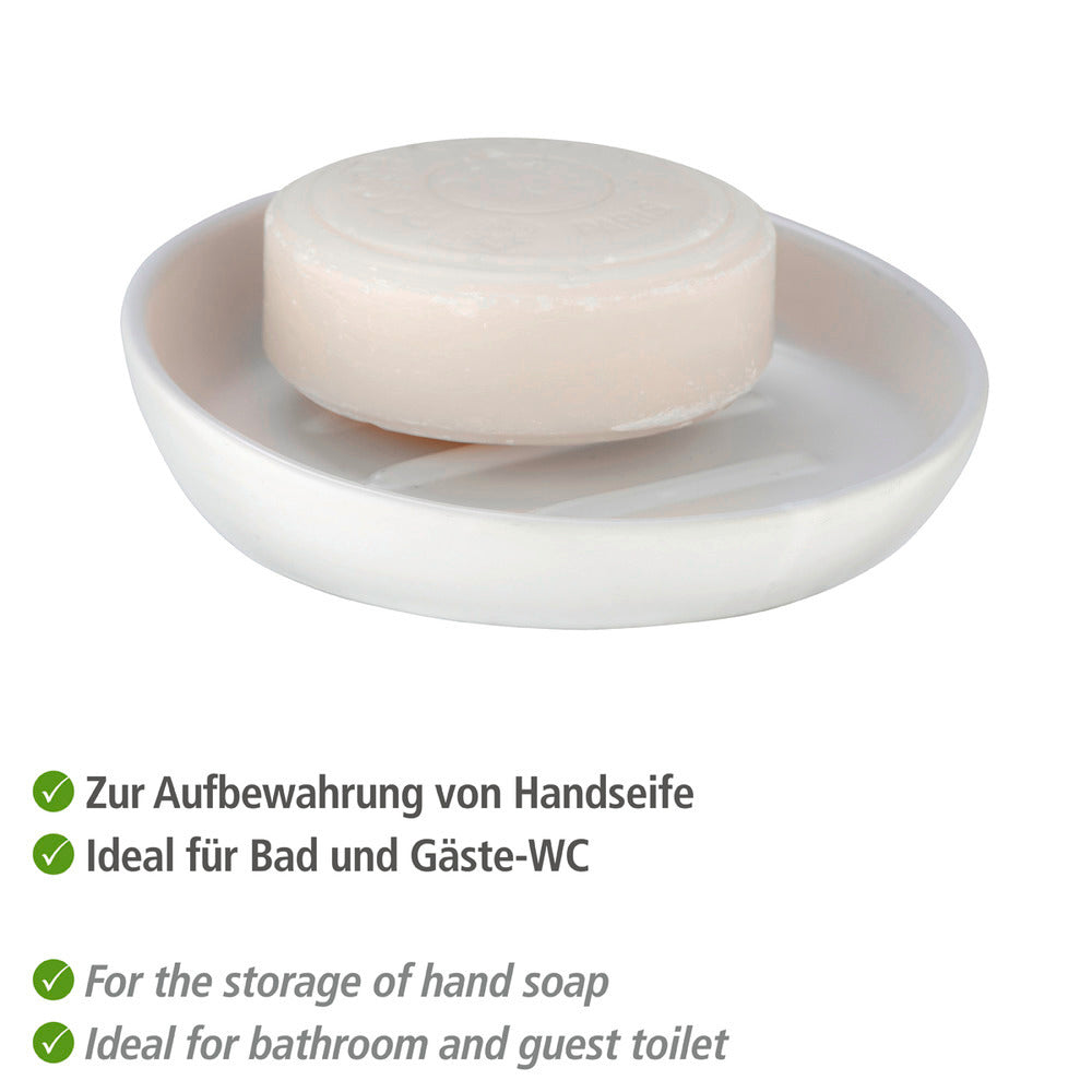 Detalj av Såpeskål Badi hvit keramikk matt overflate
