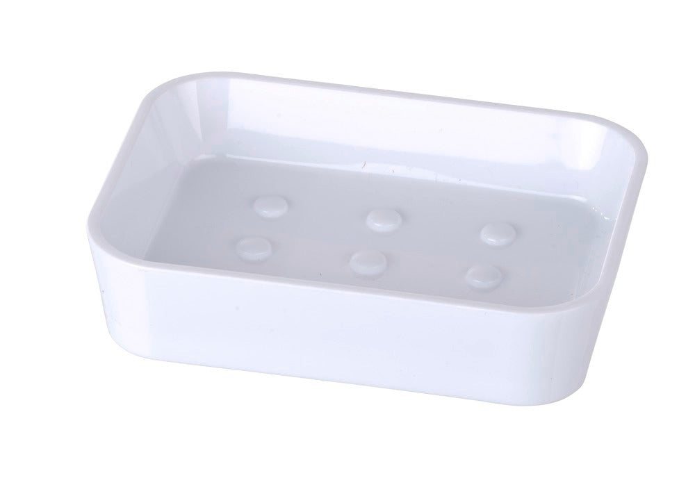 Såpeskål Candy hvit plast 12 x 9 cm forfra