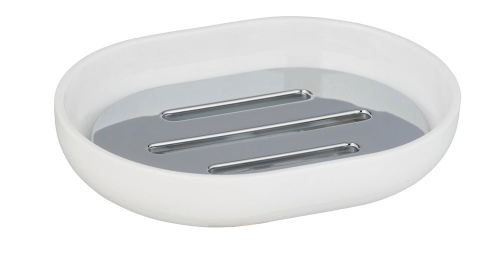 Såpeskål Posa hvit/krom plast - Wenko forfra