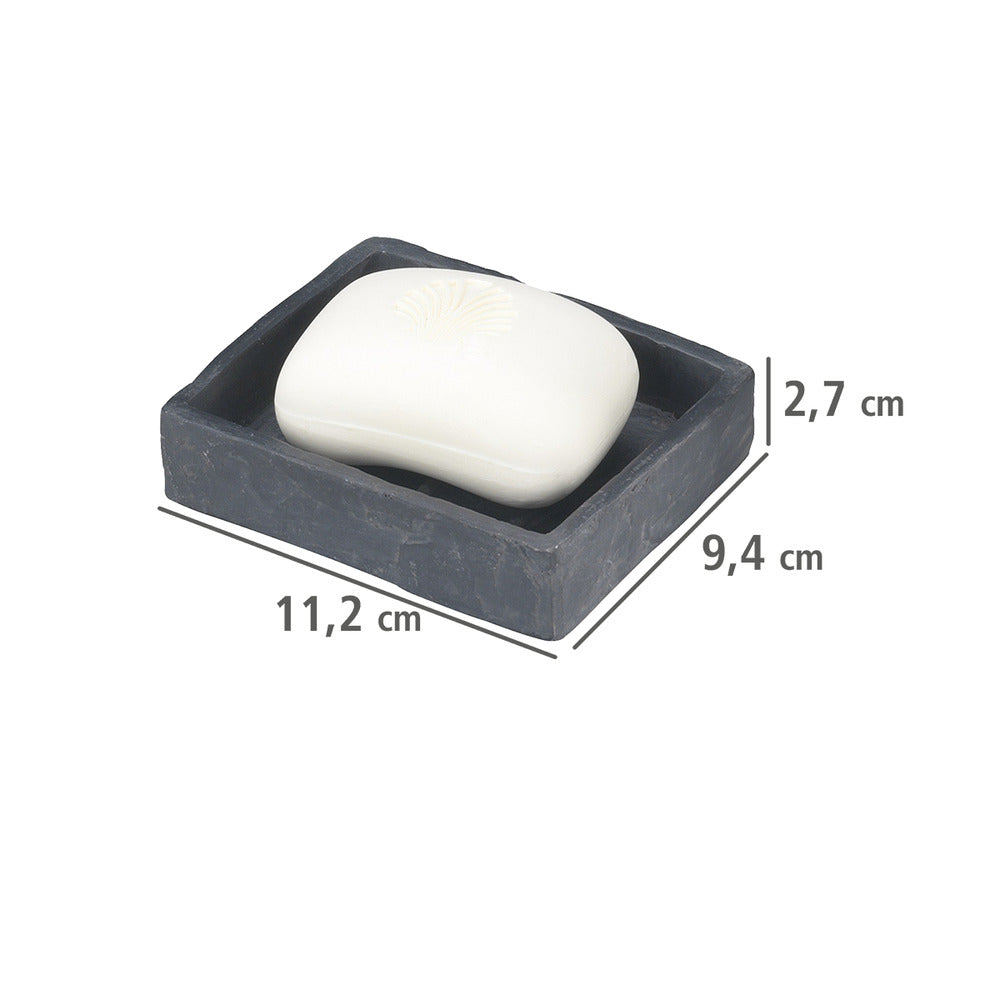 Detalj av såpeskål Slate Rock skiferdesign svart polyresin