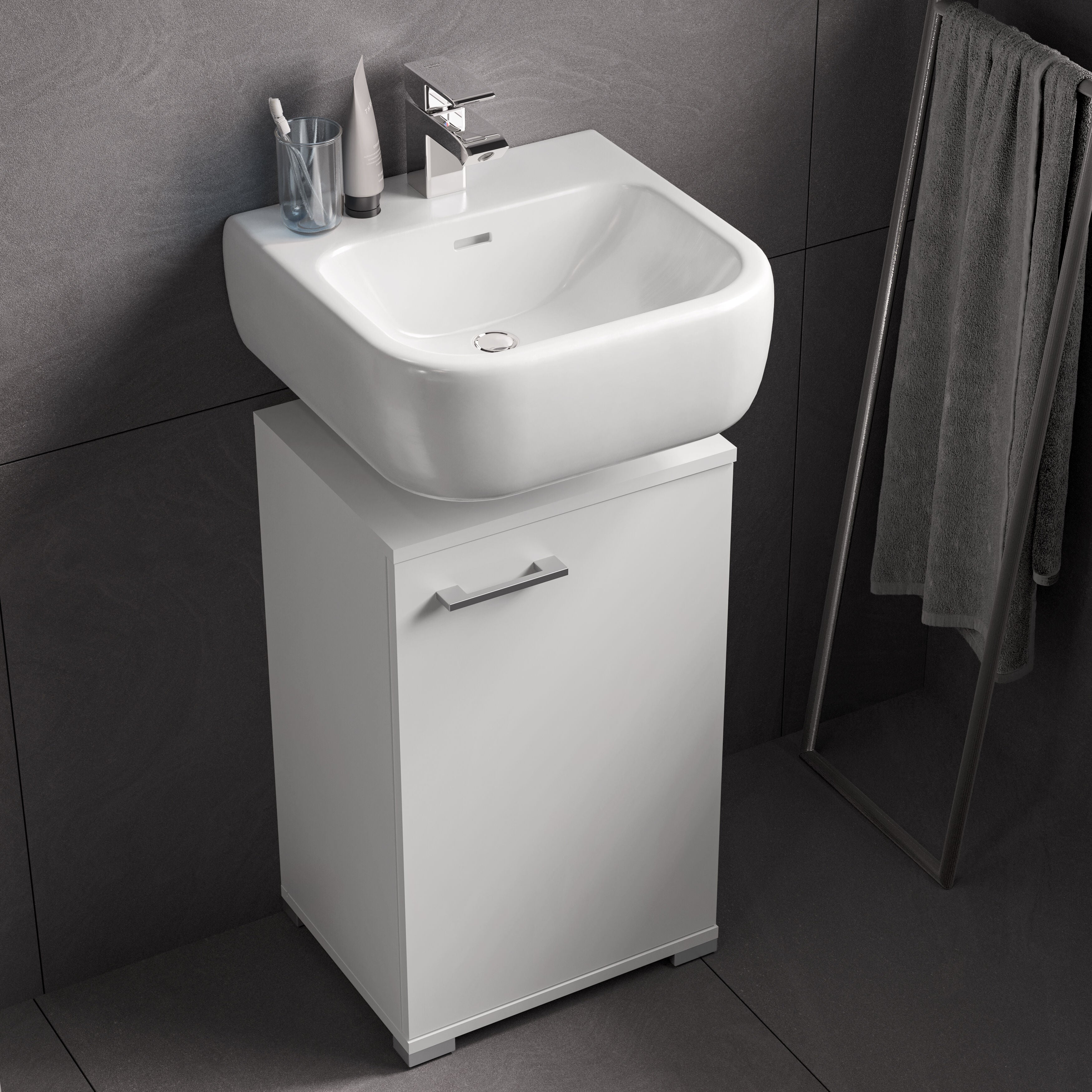 Servantunderskap Easy 40 cm hvit stående bakside