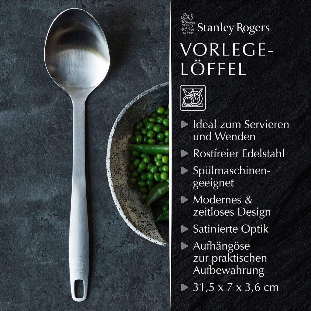 Nærbilde av ergonomisk grep på Serveringsskje 31,5 cm rustfritt stål satinfinish