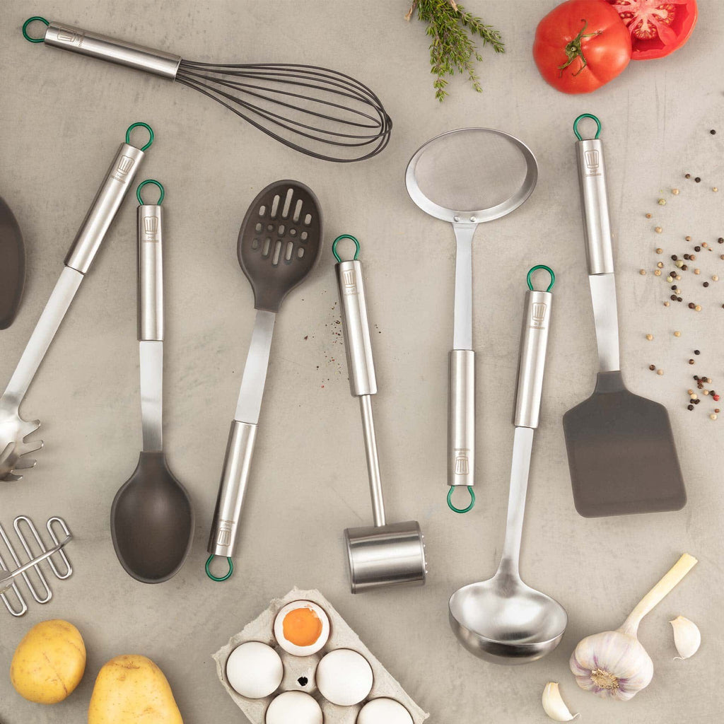 Serveringsskje 31 cm silikon og rustfritt stål München-serien detalj