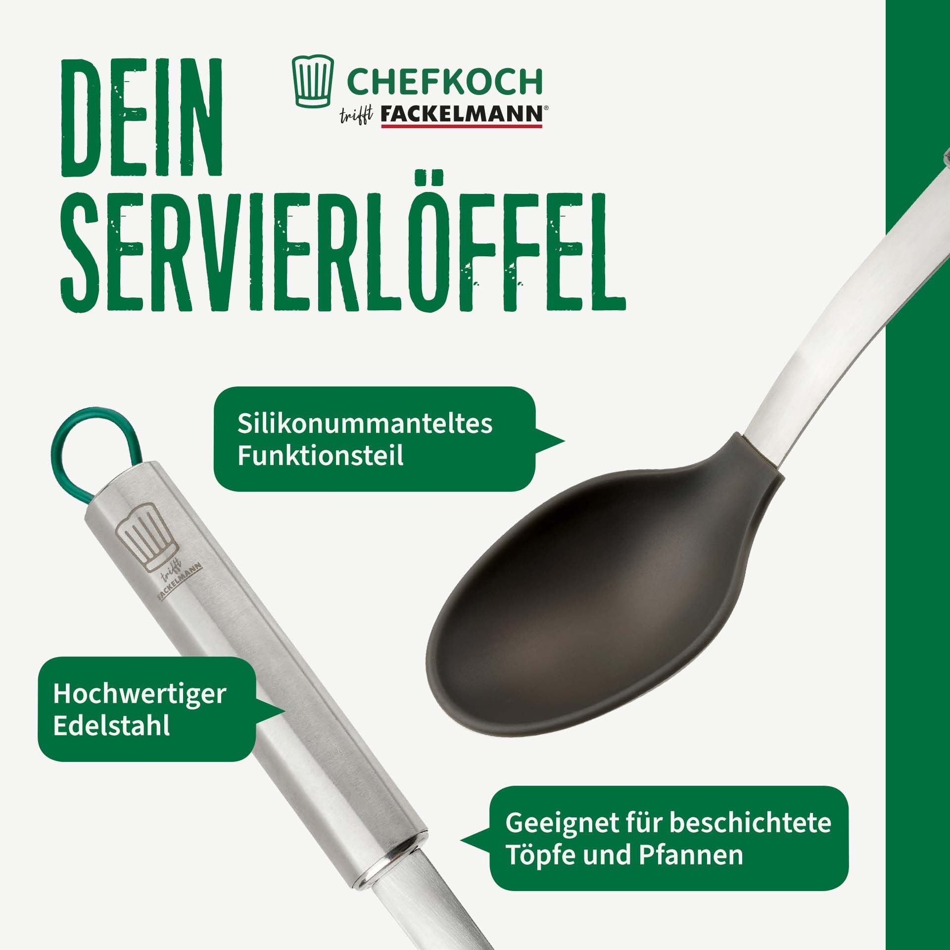 Serveringsskje 31 cm silikon og rustfritt stål München-serien fra siden