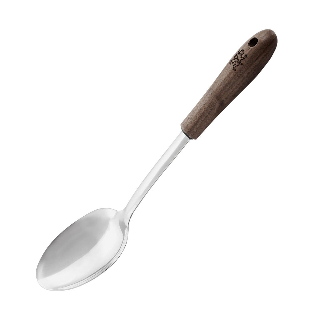 Serveringsskje 32 cm valnøttre og rustfritt stål forfra