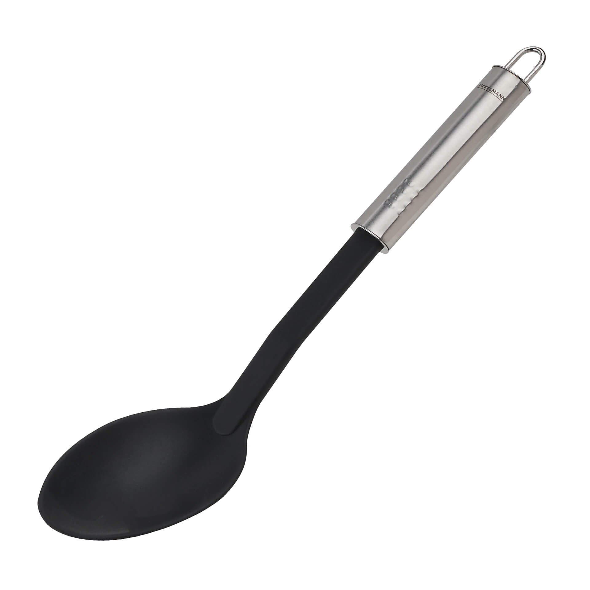 Serveringsskje med ovalt grep 31 cm svart plast - Fackelmann forfra