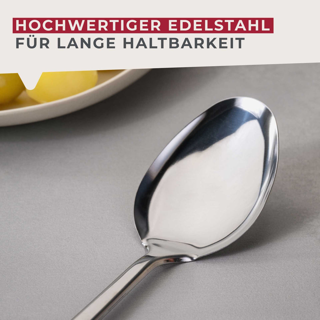 Serveringsskje rustfritt stål 31,5 cm blå Fackelmann sideprofil