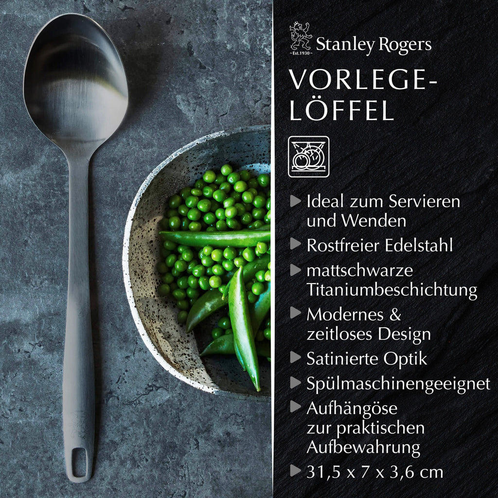 Serveringsskje svart rustfritt stål 31,5 cm - Stanley Rogers nærbilde av grep
