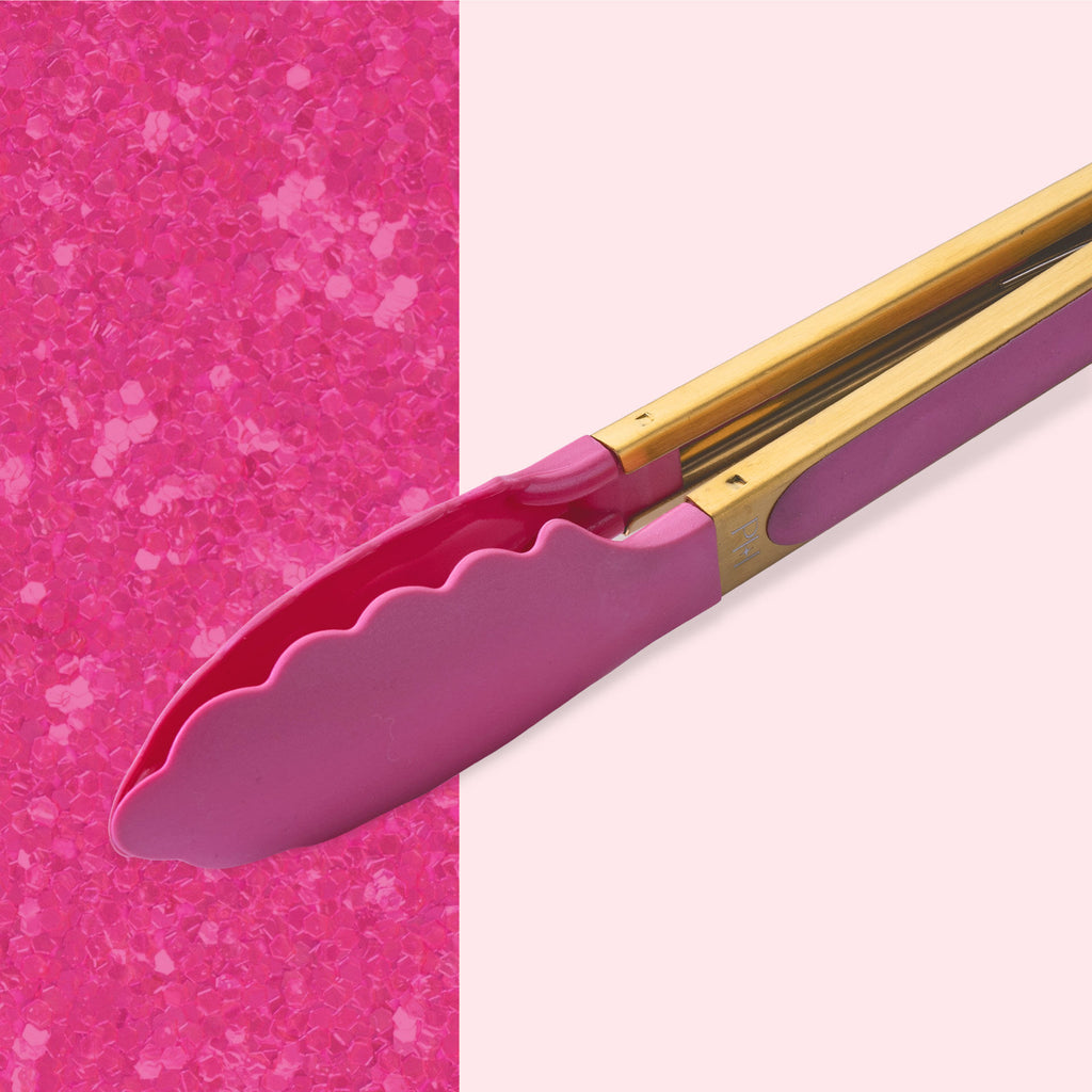 Serveringstang rustfritt stål og plast 27 cm pink gold - Paris Hilton detalj nærbilde