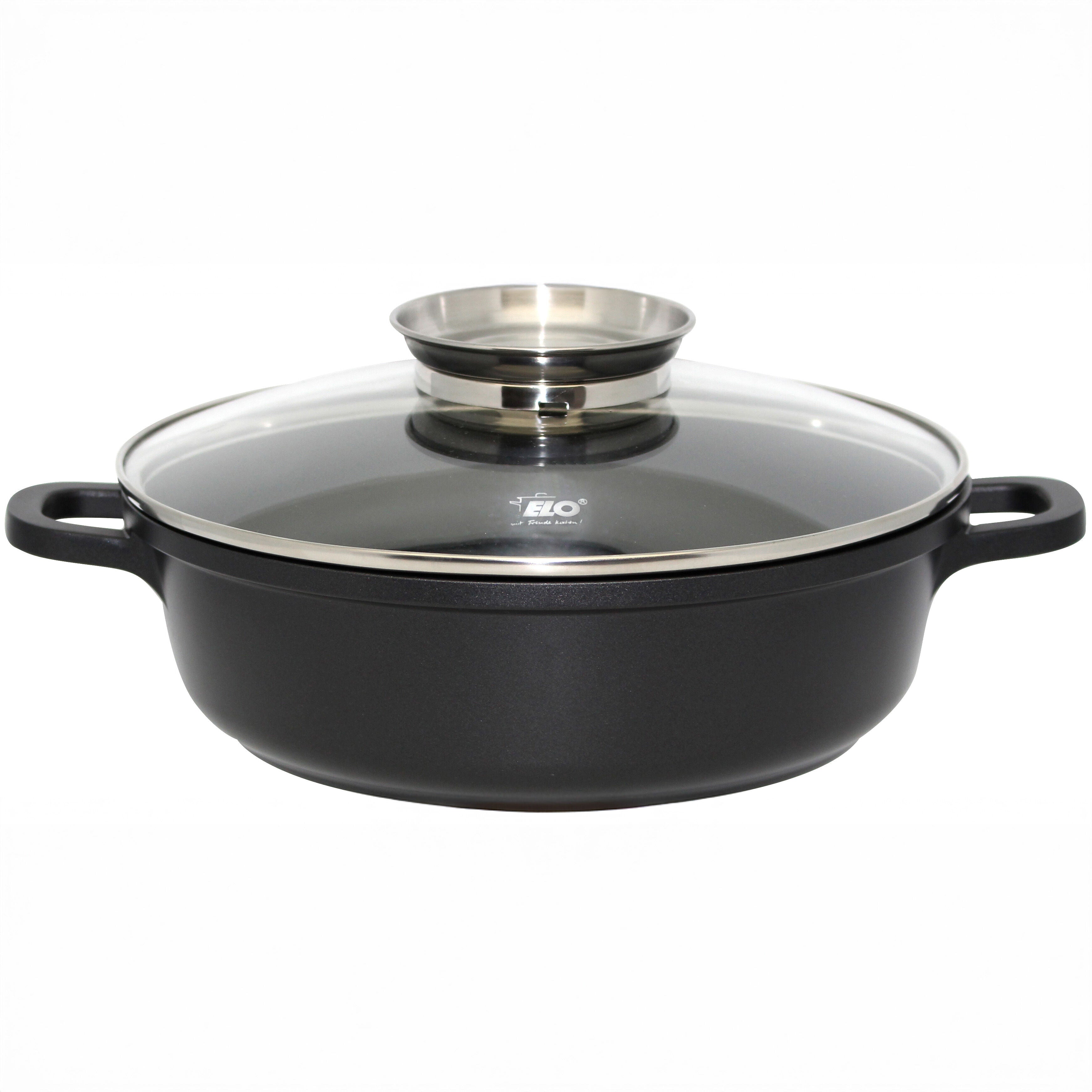 Servierpanne Alucast Ø24 cm med glasslokk non-stick forfra