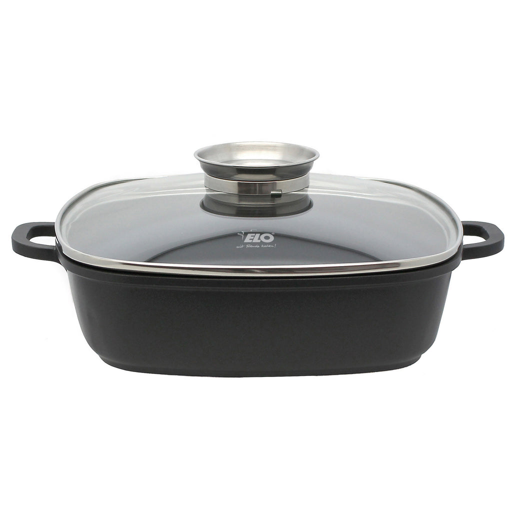 Servierpanne Alucast 28x28 cm med lokk non-stick forfra