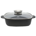 Servierpanne Alucast 28x28 cm med lokk non-stick forfra
