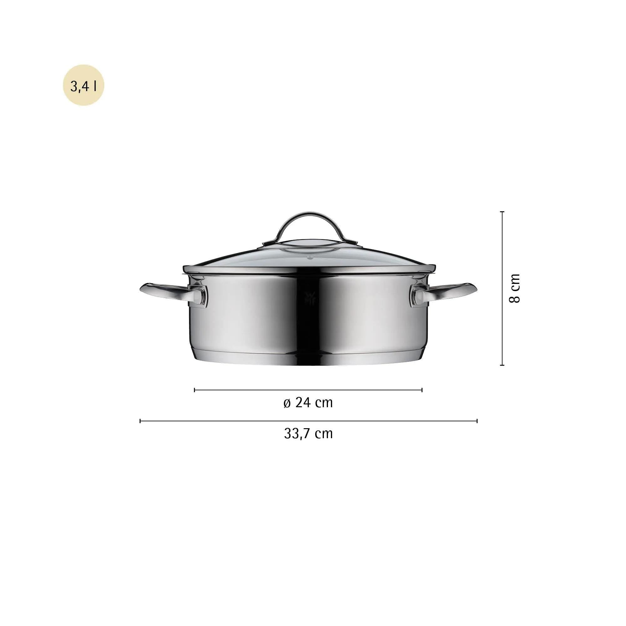 Servierpanne med glasslokk 24 cm non-stick karbonstål - WMF bakside