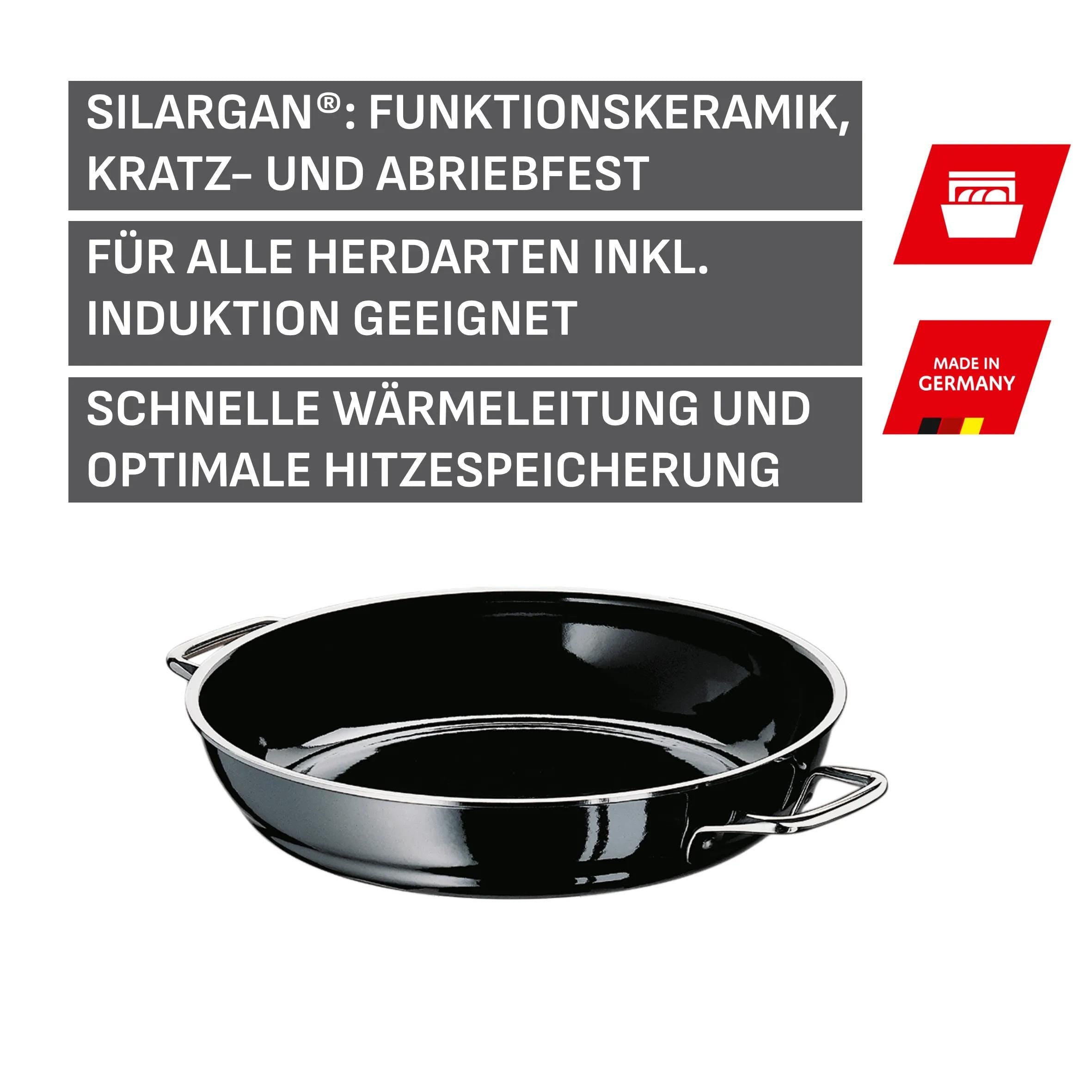 Servierpanne Silargan® 20 cm induksjon svart sett ovenfra