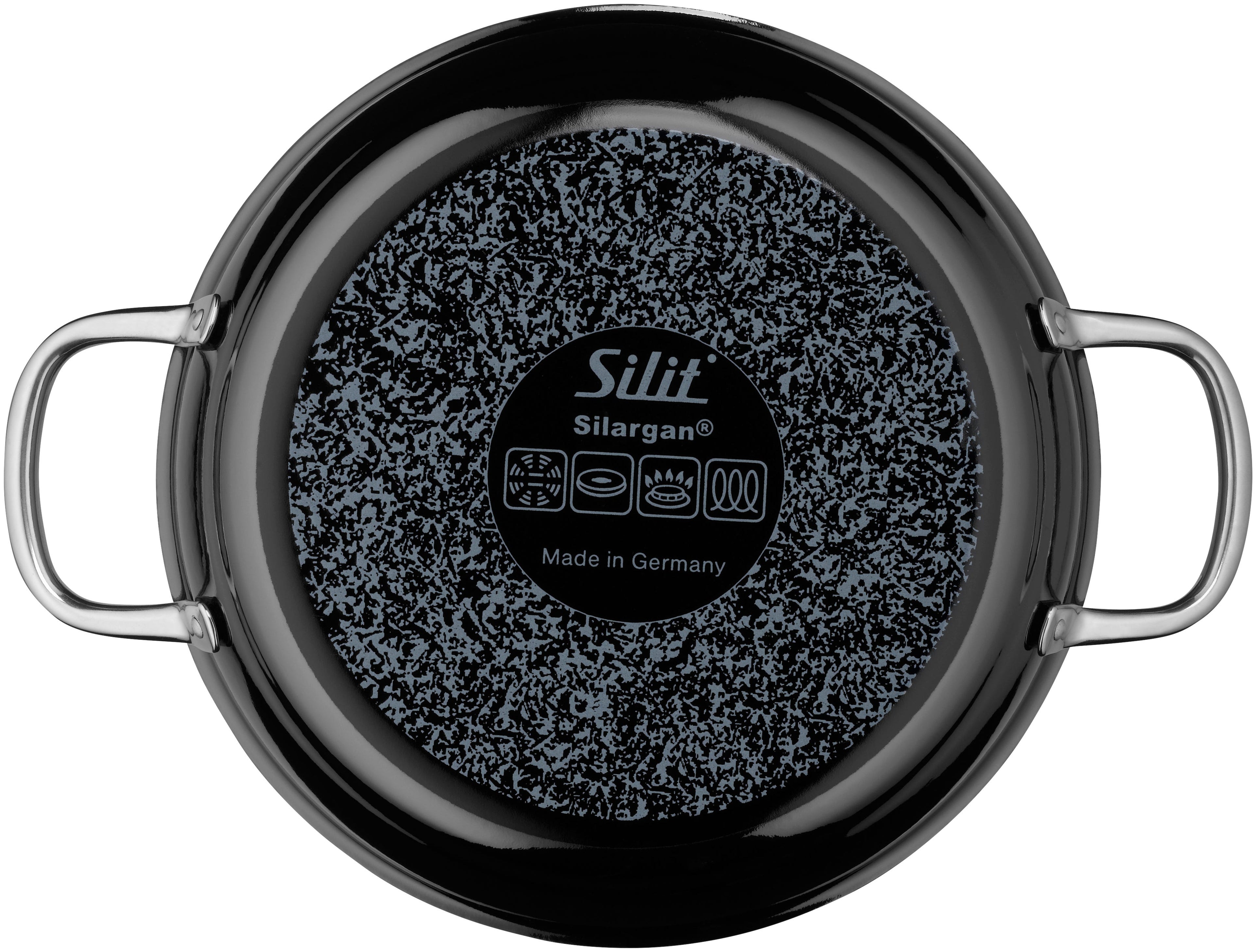 Detalj av Servierpanne Silargan® 24 cm induksjon svart håndtak