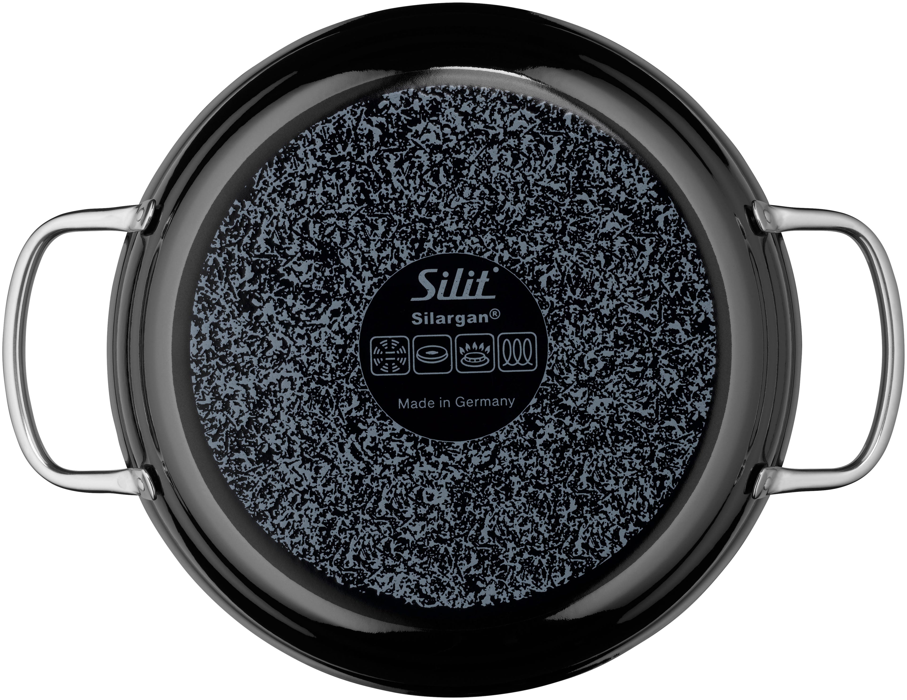 Detalj av Servierpanne Silargan® 28 cm induksjon svart håndtak