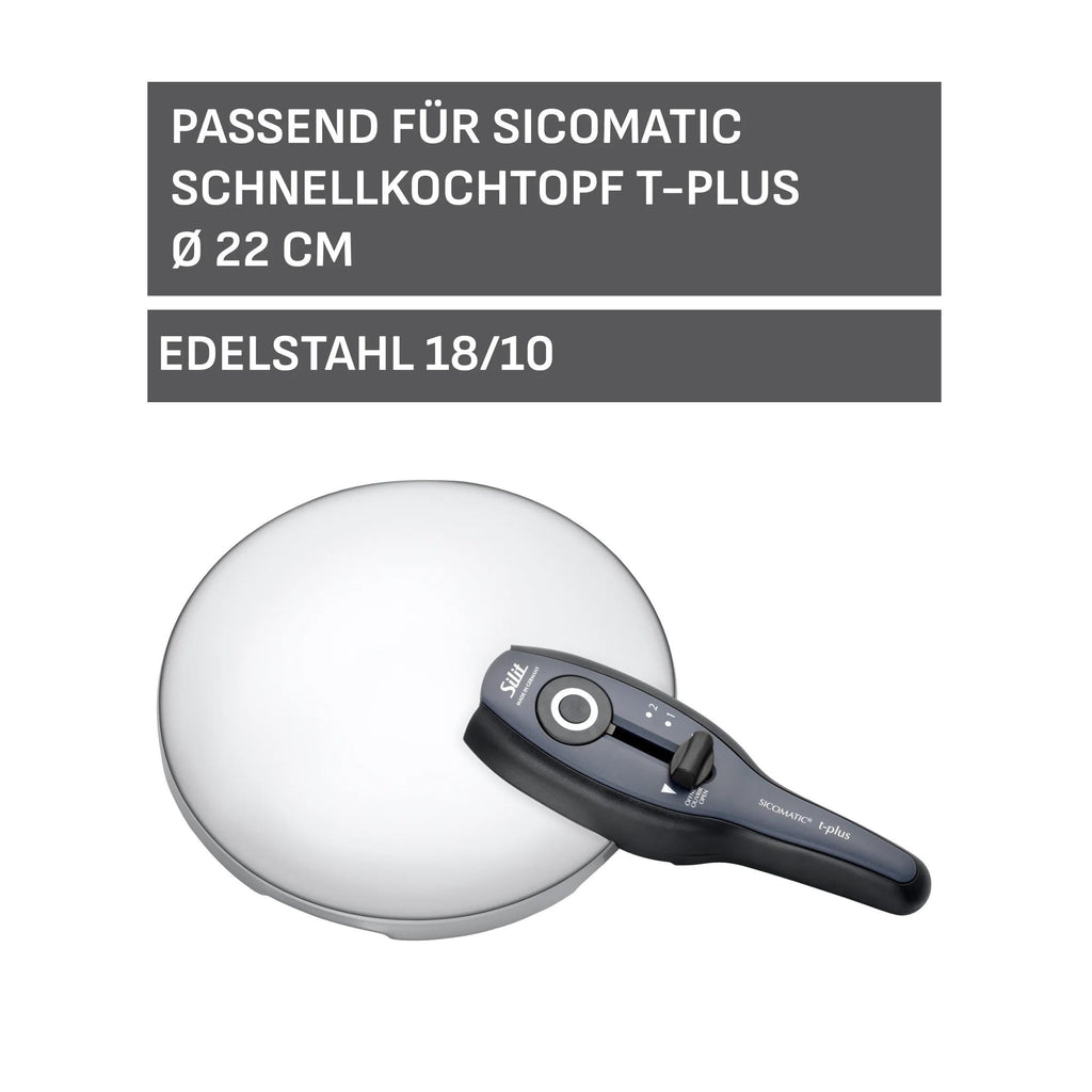 Sicomatic t-Plus lokk med håndtak 22 cm til trykkkoker detalj av lokk