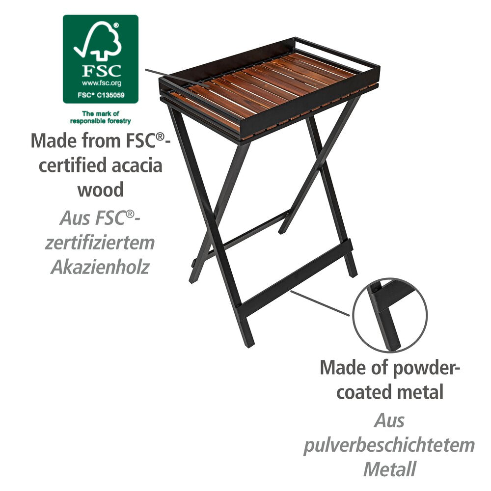 Sidebord med serveringsbrett Taba akasietre svart - WENKO bakside