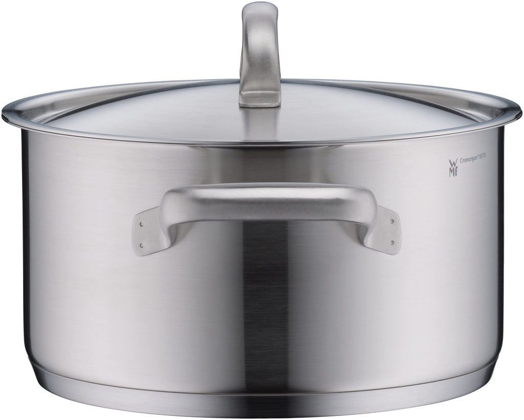 Sideprofil av Gourmet Plus kjele 24 cm med lokk rustfritt stål