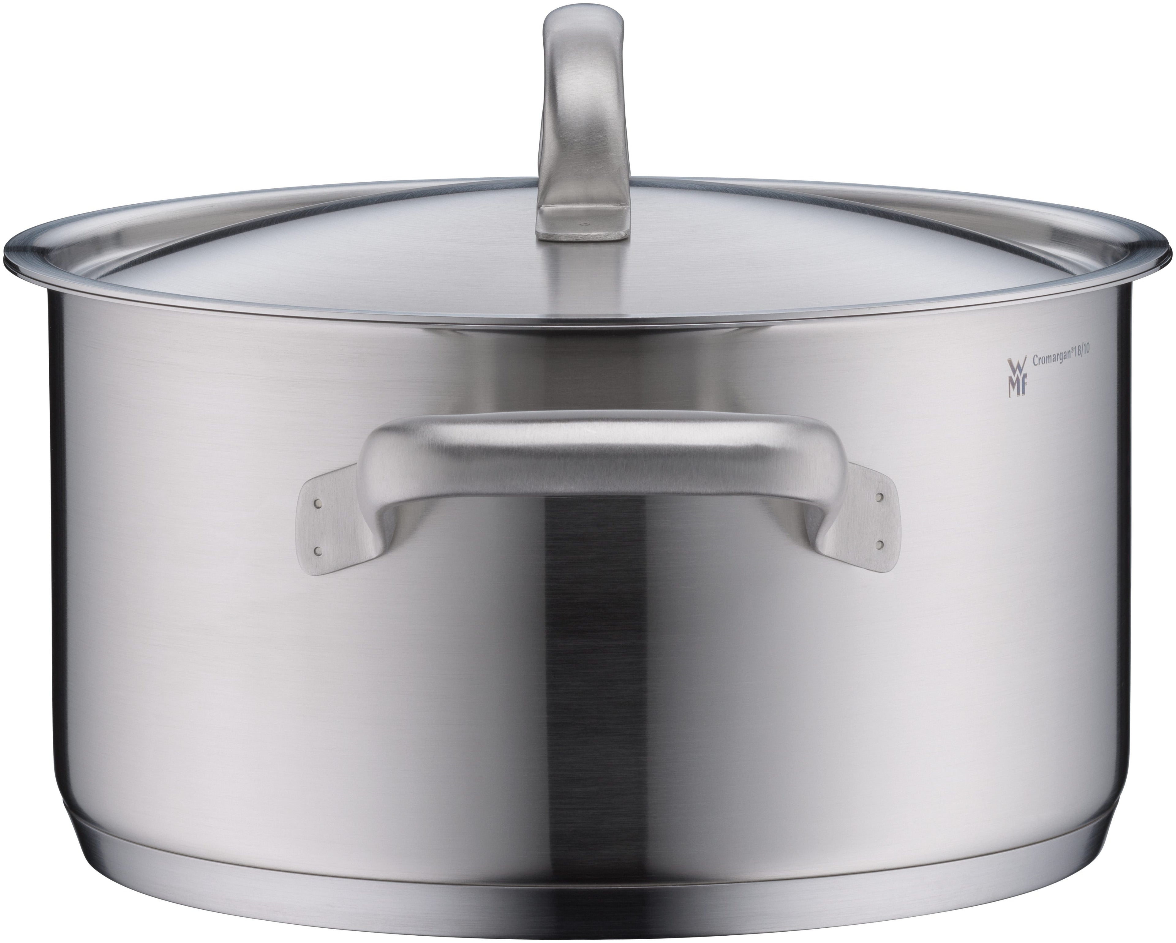 Sideprofil av Gourmet Plus kjele 24 cm med lokk rustfritt stål