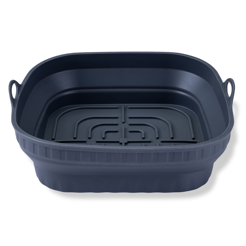 Detaljbilde av rillede bunn i Silikonform for airfryer firkantet 17x17x6,5 cm sammenleggbar
