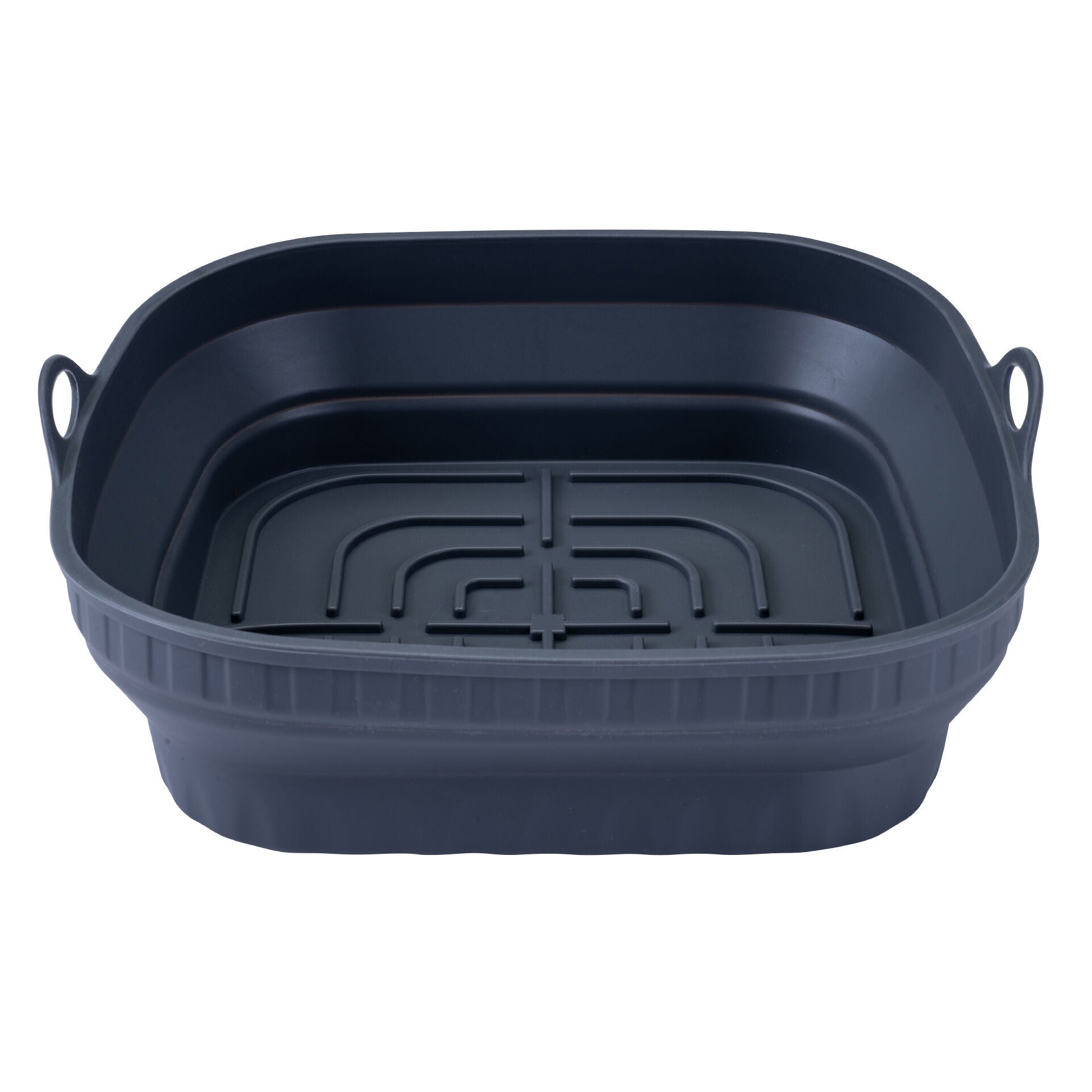 Silikonform for airfryer firkantet 17x17x6,5 cm sammenleggbar sett forfra