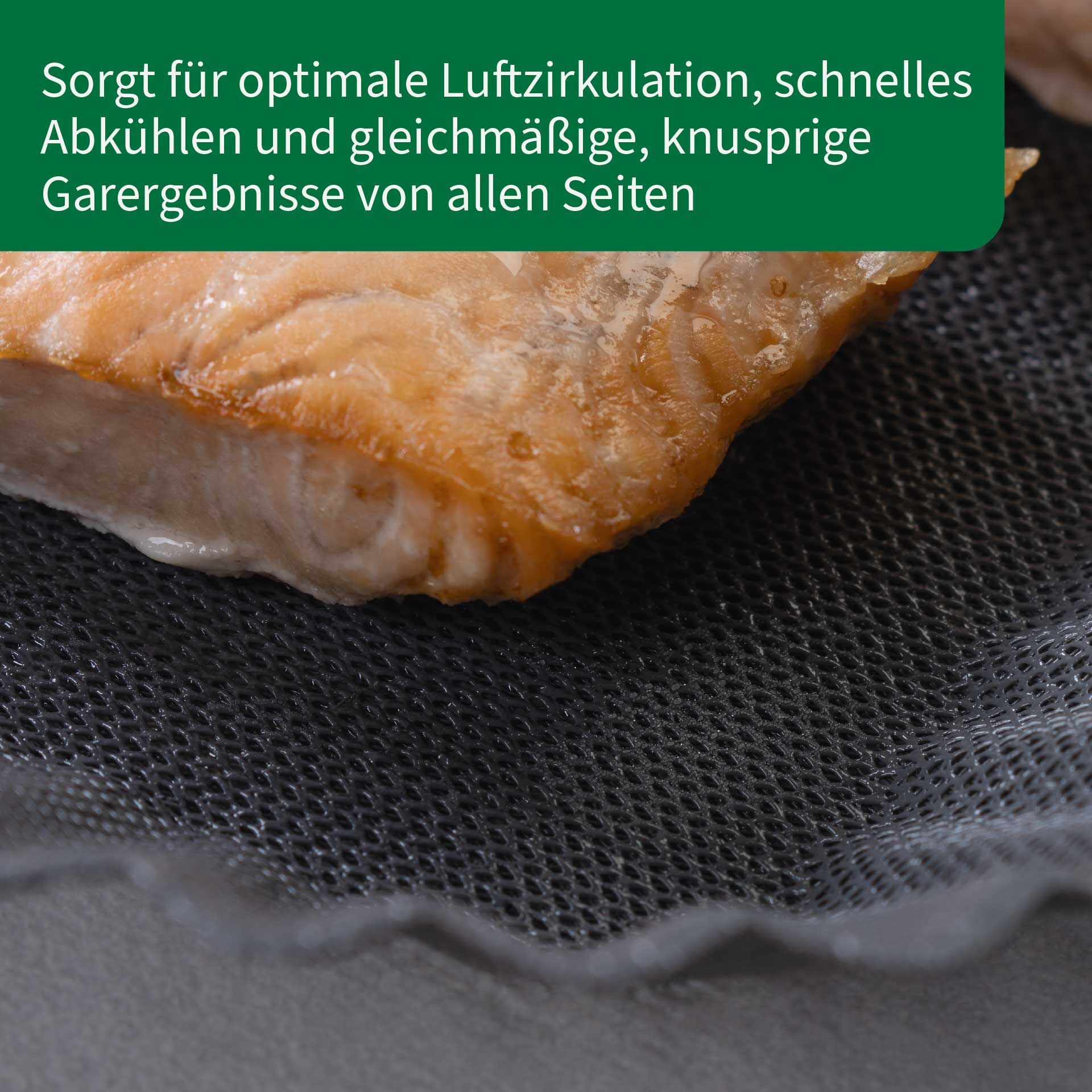 Silikonform for airfryer 21x21 cm non-stick grå vist sammen med airfryer