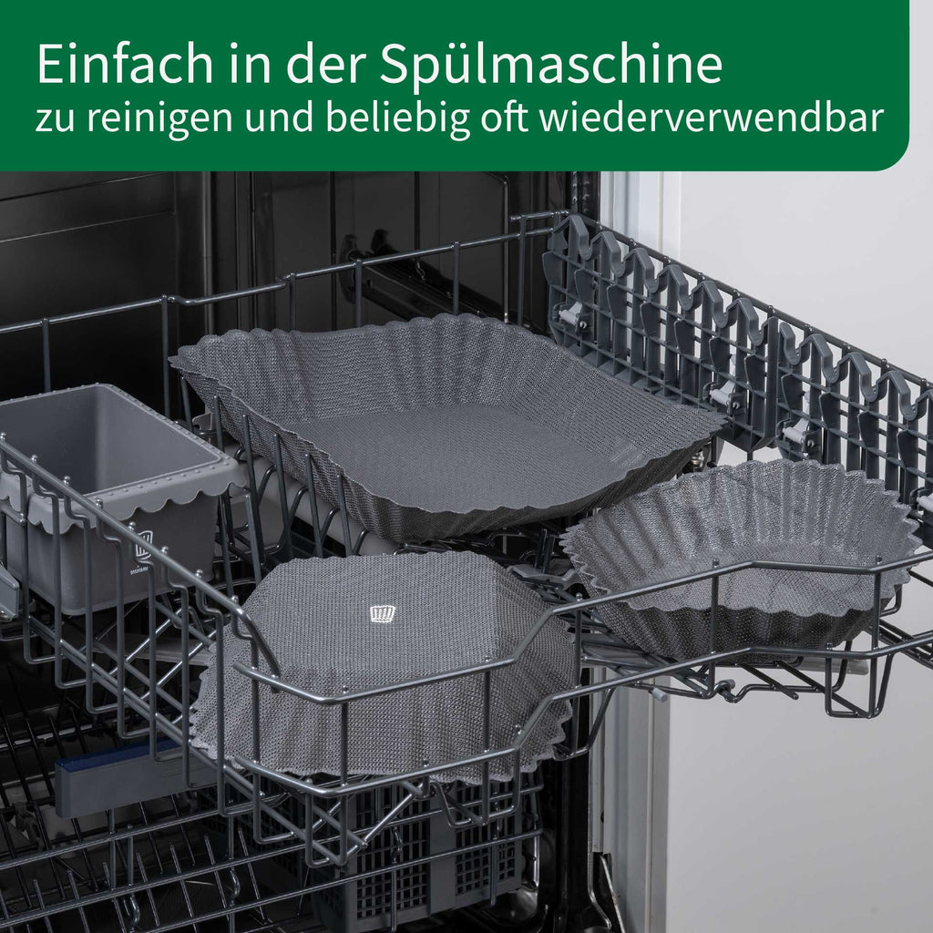 Silikonform for airfryer 21x21 cm non-stick grå med mat