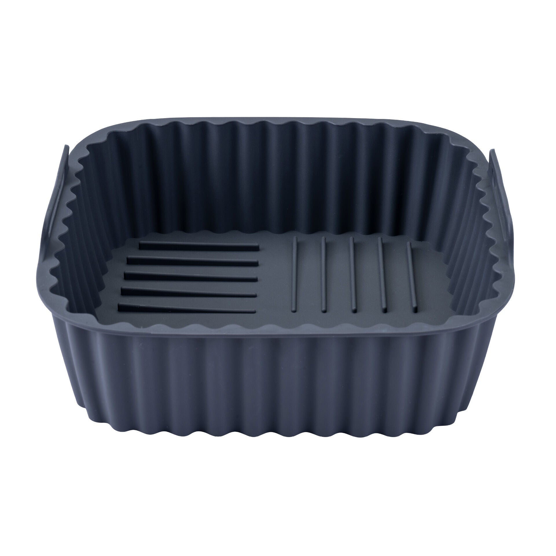 Silikonform for airfryer firkantet riflet 15x15x5 cm forfra