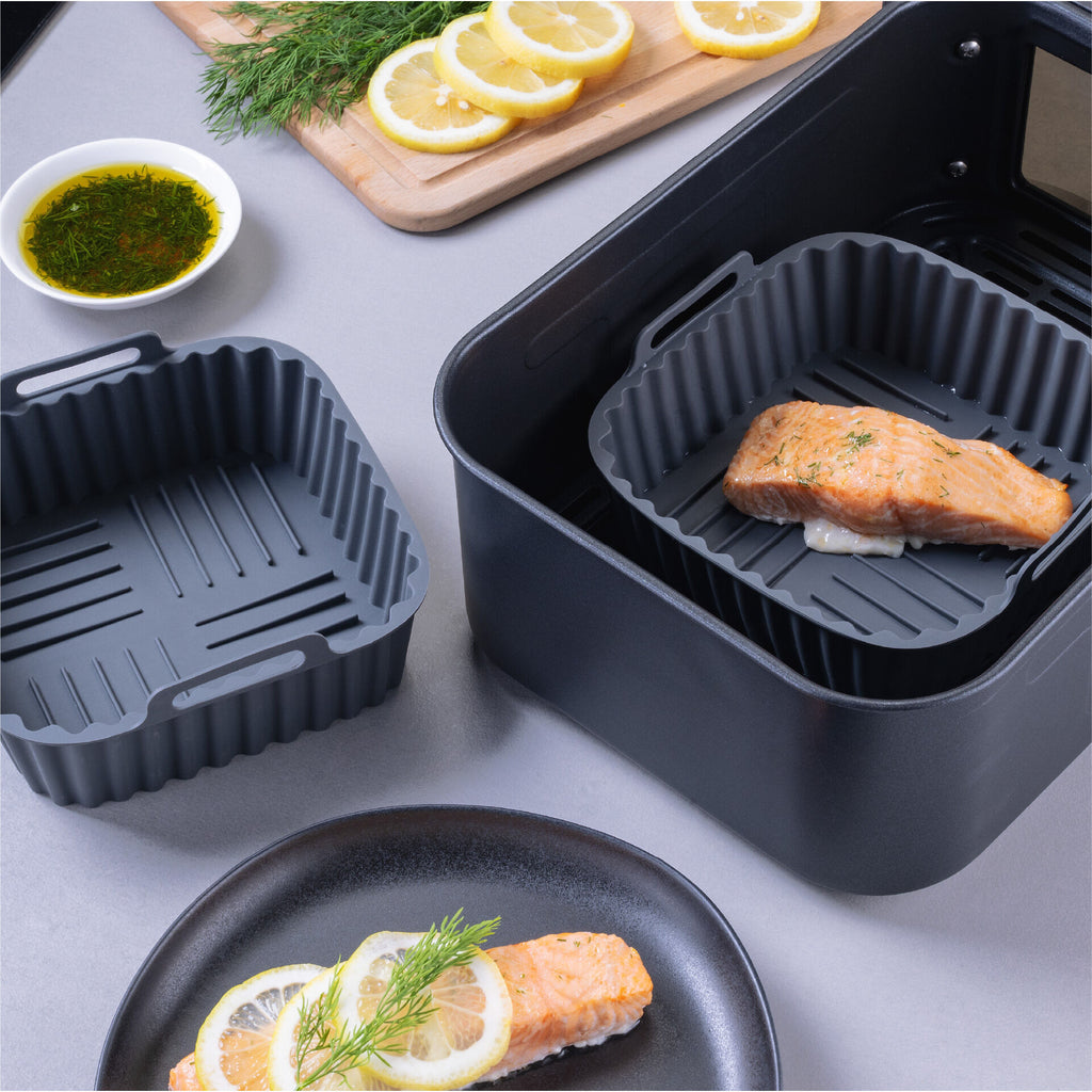 Silikonform for airfryer firkantet riflet 15x15x5 cm bakside