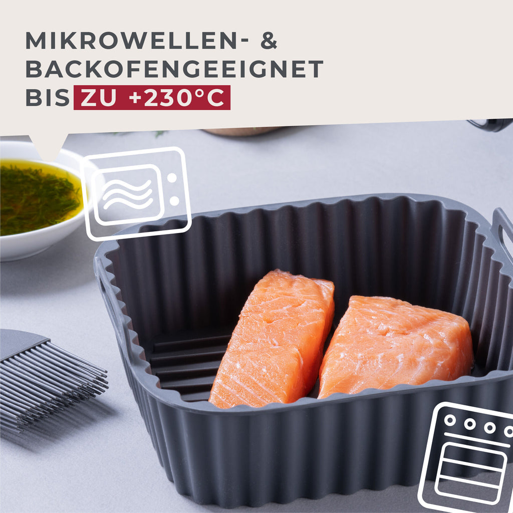 Silikonform for airfryer firkantet riflet 15x15x5 cm oversikt