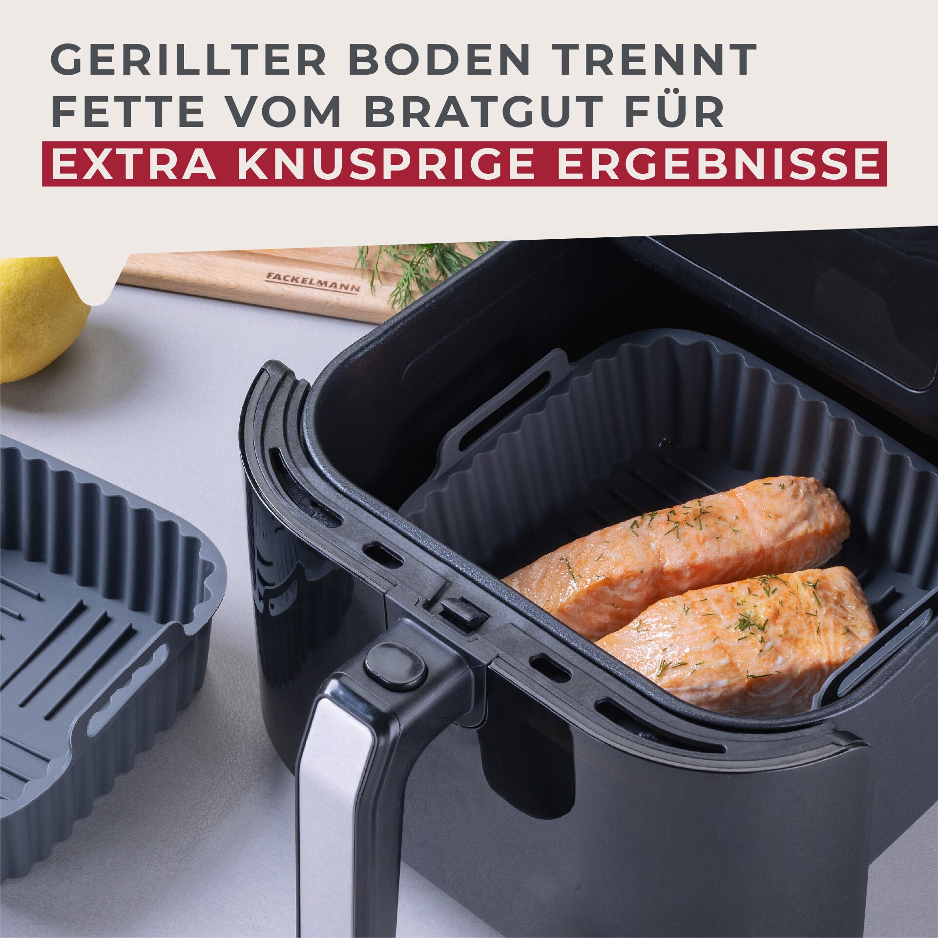 Silikonform for airfryer firkantet riflet 15x15x5 cm pakning