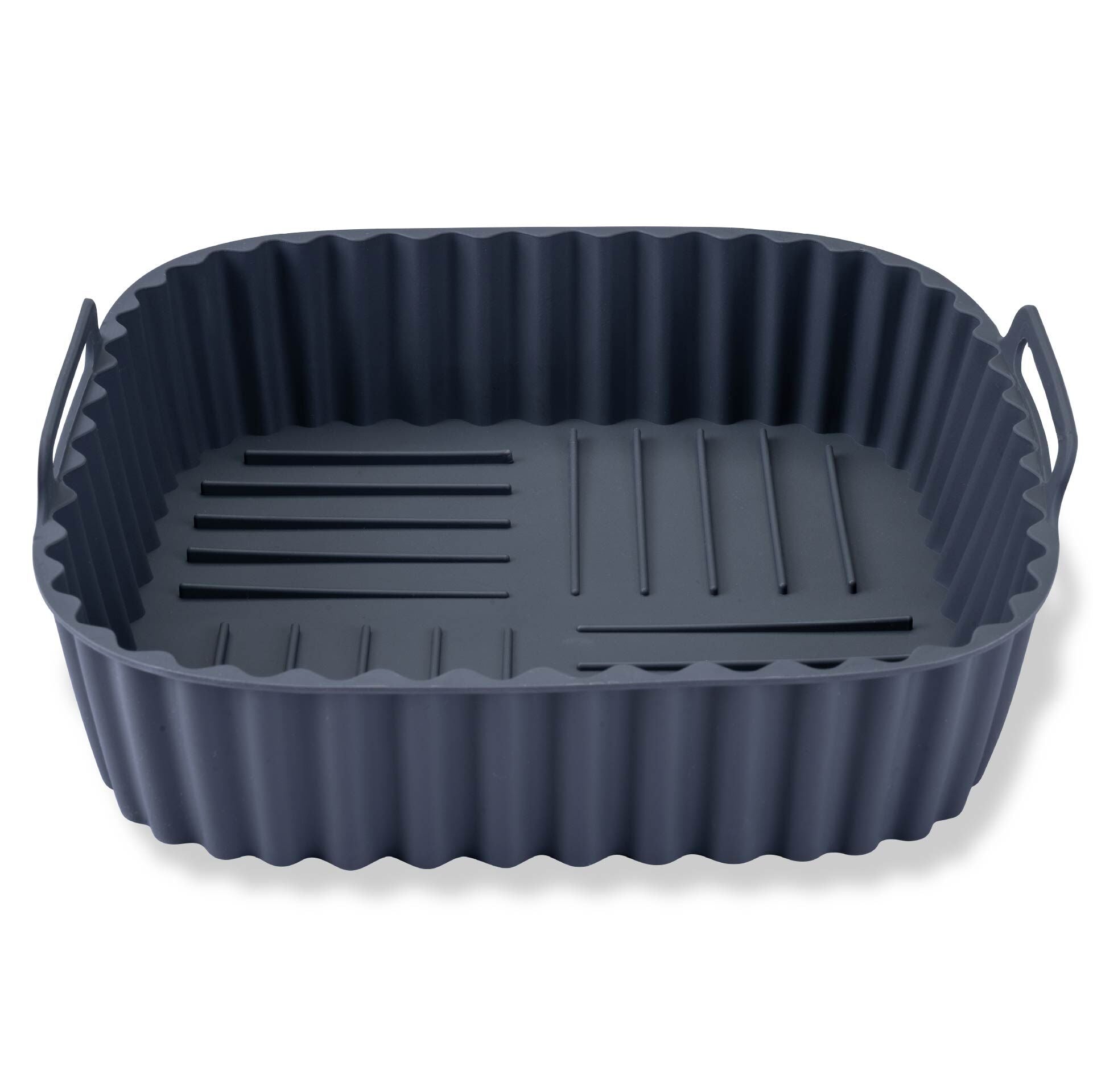 Silikonform for airfryer firkantet 19x19x5 cm rillet bunn forfra