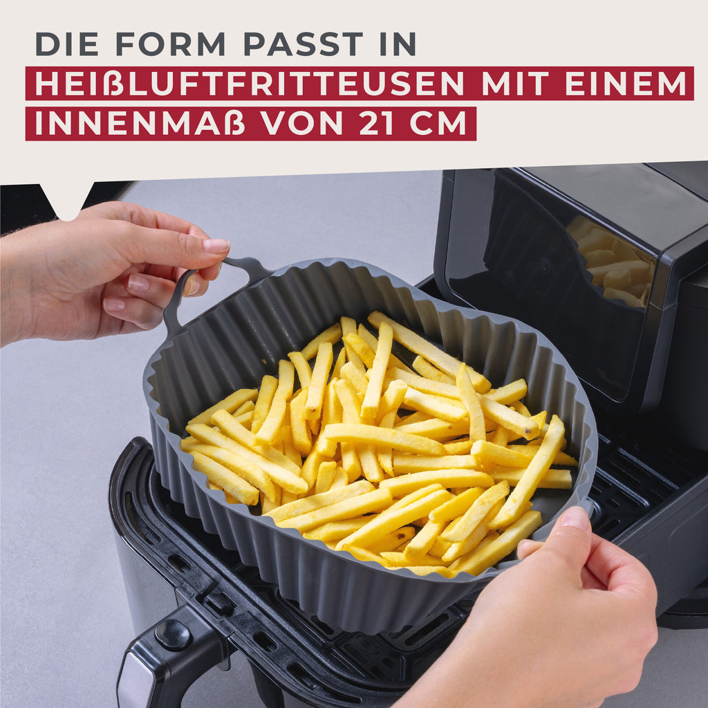 Silikonform for airfryer firkantet 19x19x5 cm sett fra siden