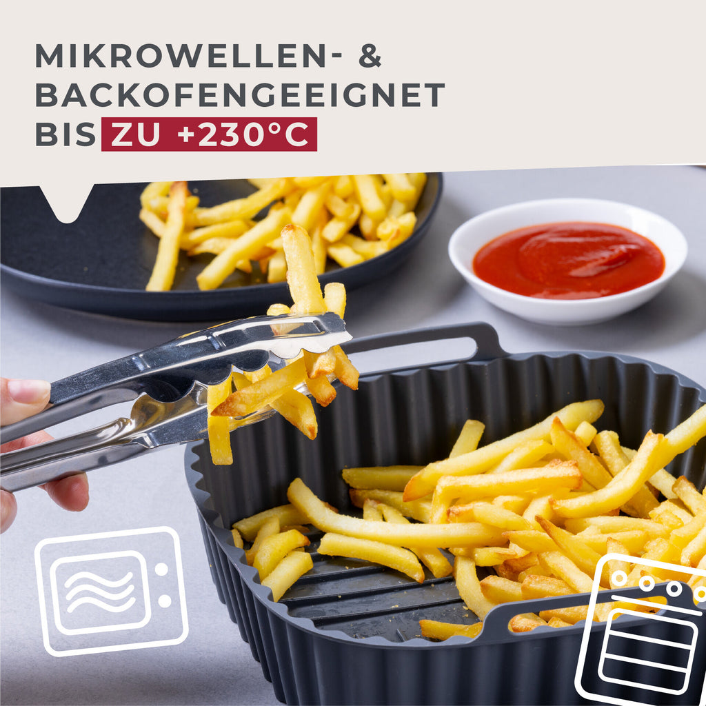 Oversiktsbilde av Silikonform for airfryer firkantet 19x19x5 cm