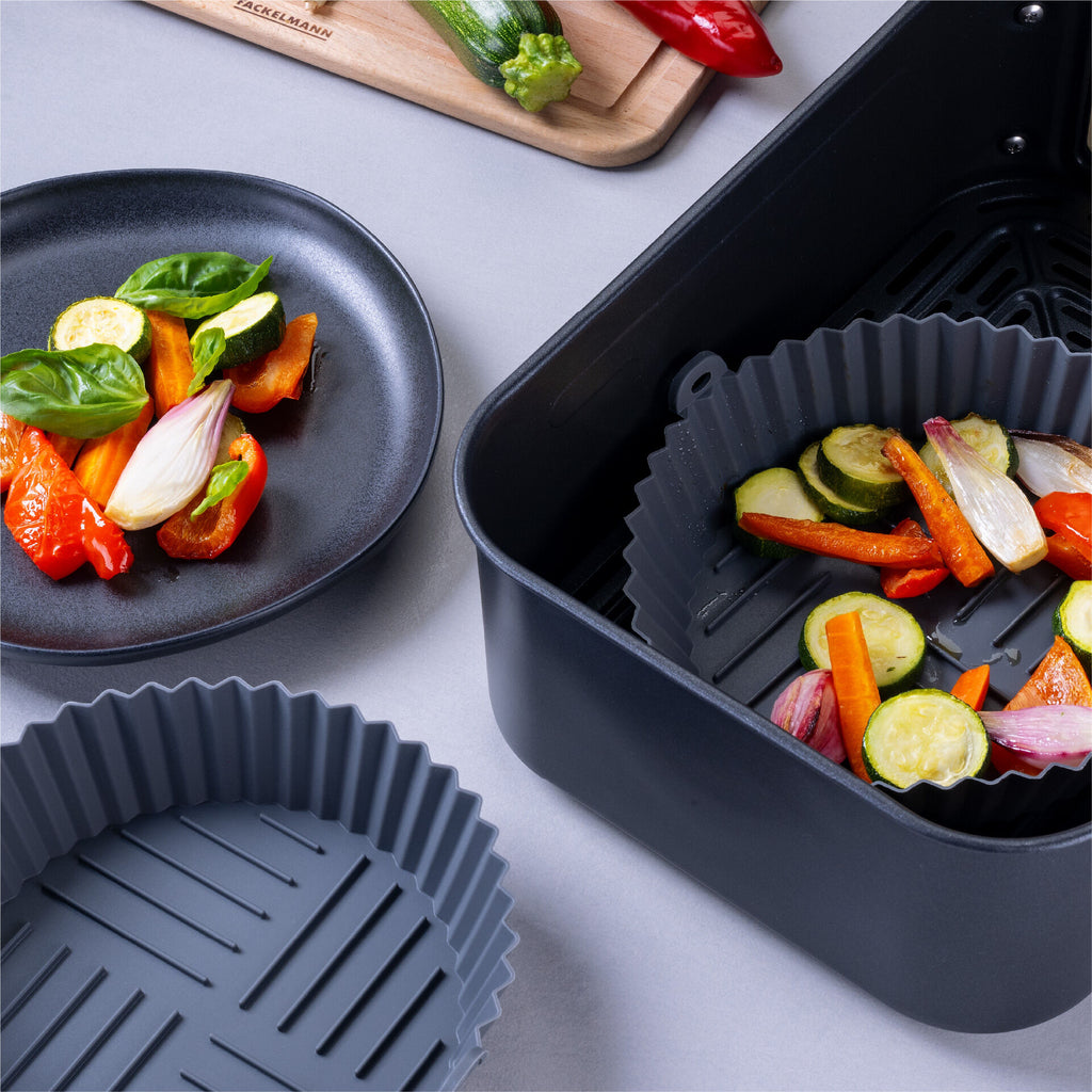 Bakside av Silikonform for airfryer rund Ø15 cm riflet bunn - Fackelmann