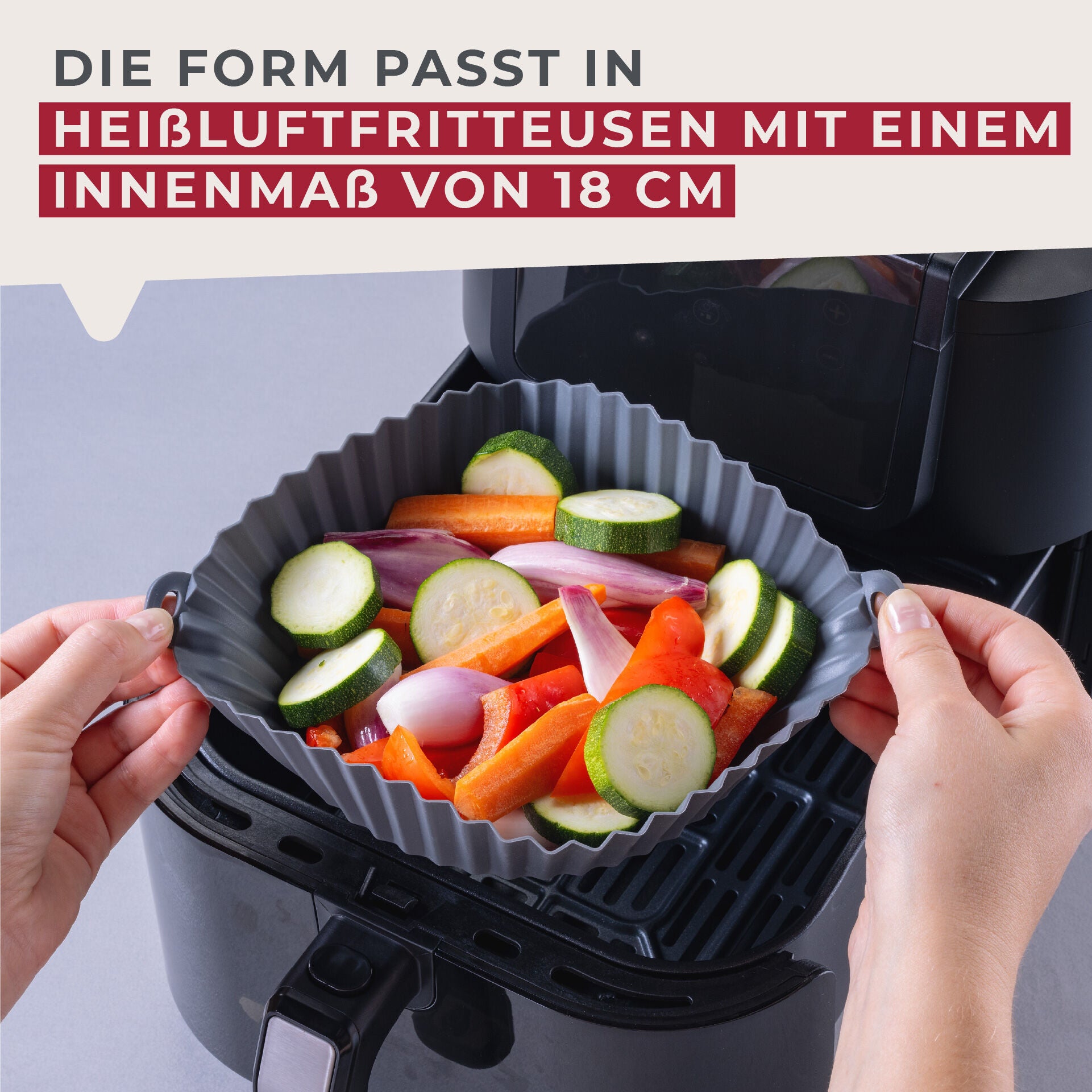 Oversikt av Silikonform for airfryer rund Ø15 cm riflet bunn - Fackelmann