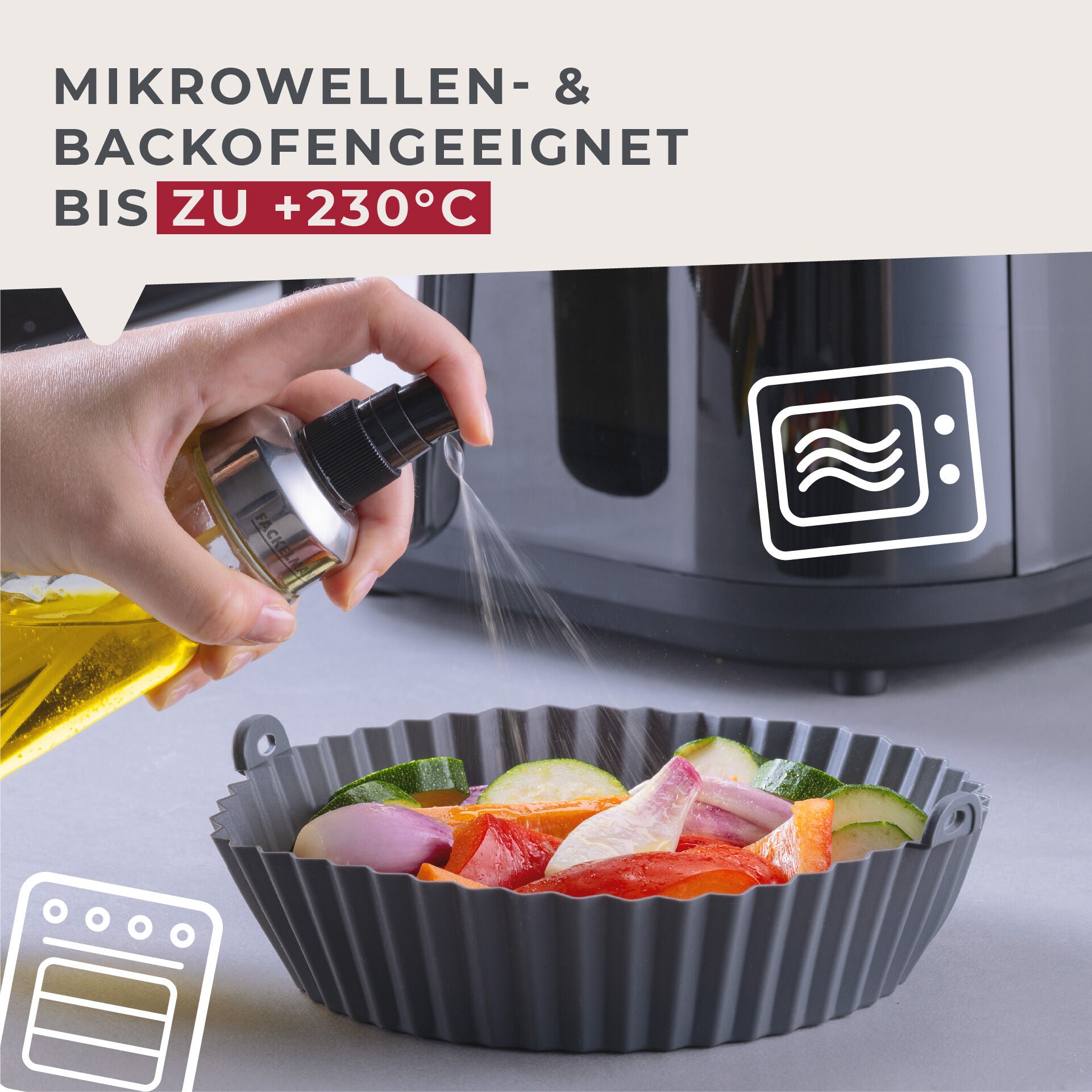 Sideprofil av Silikonform for airfryer rund Ø15 cm riflet bunn - Fackelmann