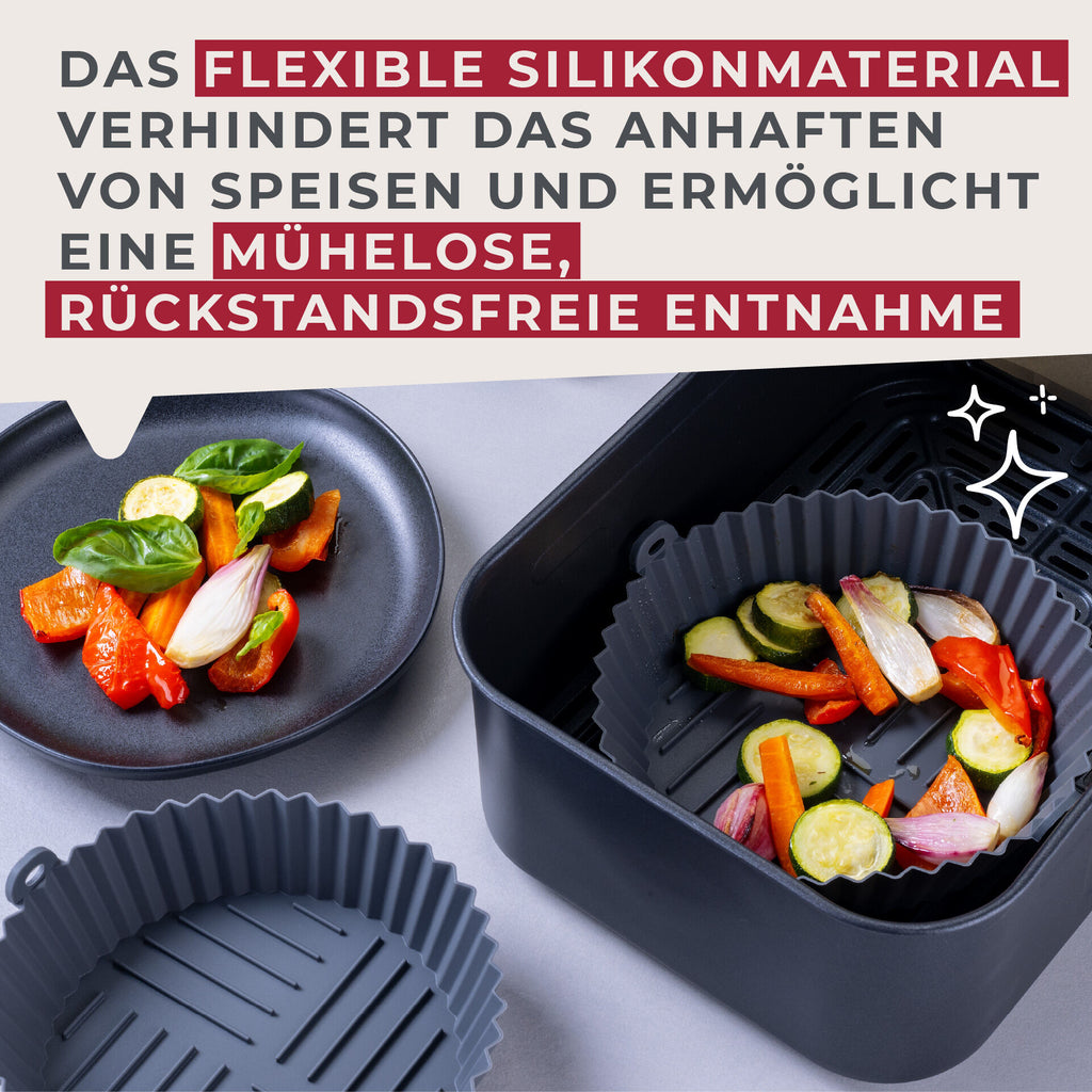 Silikonform for airfryer rund Ø15 cm riflet bunn - Fackelmann i bruk