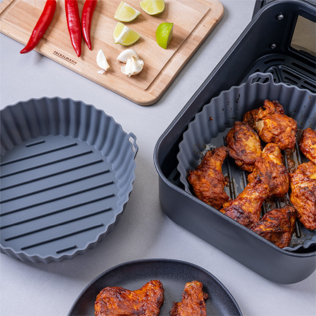 Silikonform for airfryer rund Ø19 cm grå - Fackelmann bakside